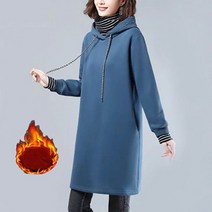 JUST FEEL!NG 여성 맨투맨 기모 두꺼운 하프기장 맨투맨원피스 가을 겨울 빅사이즈 하이넥 오버핏 레이어드 롱 원피스