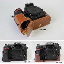 pu 가죽 케이스 하단 개방 버전 nikon d7100 d7200 d500 d3200 d3100 d3400 d7500 d810용 보호용 하프 바디 커버 베이스, D7100 D7200 블랙