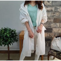 상상그이상 여성용 데일리 오버 루즈핏 스트링 후드 얇은 롱 야상점퍼 캐주얼자켓 바람막이