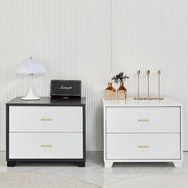 모던앤틱 1인 자취가구 2단 거실장 서랍장 원룸 서랍, 그레이화이트(블랙)