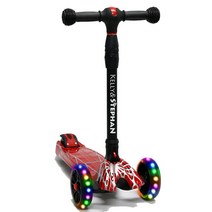 켈리앤스테판 벚꽃 접이식 유아킥보드 LED바퀴 어린이, 레드(스파이더)