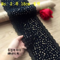 SKANDSALO 블랙 스커트 레이스 원단과 스커트 중공 장식 밑단 스커트 악세사리 탄성 메쉬 원사, 단일사이즈, No. 2 폭 18cm, 길이 3m 블랙 색, 1개
