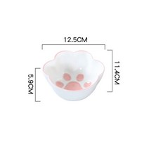 예쁜 그릇 파스타 빈티지 북유럽 접시 오븐 사각 스텐 스테이크 카와이 식기 고양이 발톱 모양의 세라믹 귀여운 만화 저녁 식사 요리 디저트 전채 세척기 안전, [01] 5 inch Bowl Pink