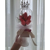 쏘케이스 비누꽃 티아라 아크릴볼 튤립 트로피 꽃다발, 실버, 선택안함