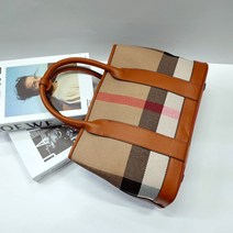 빅체크패턴 명품 가죽 여자 토트백