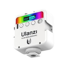 1인 방송 조명 라이트 조정 가능한 삼각대 ulanzi vl49 rgb video light 2000mah 2500k-9000k 휴대용 미니 사진 vlog fill light, 협력사, 흰색 vl49rgb