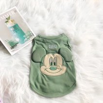 멍데이 강아지 입체 맨투맨 티셔츠, 그린