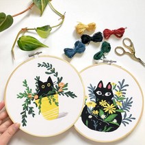 아트앤허그 DIY 고양이 패턴 자수 도안 키트 패키지, 1. 누가꽃이게고양이