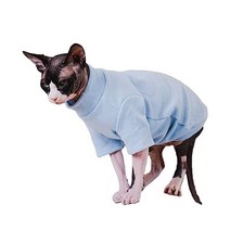 QYJGIEE 905623 Sphynx 고양이 옷 가을 단색 메시 와플 티셔츠 신축성 통기성 풀오버 하이 칼라 새끼 셔츠 고양이용 반려동물 L3.85.3kg 아미 그린, L（8.3-11.6lbs）, 블루.