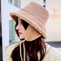 여성 스웨이드 귀달이 벙거지 버킷햇 골프 캠핑 여행 가을 겨울 방한 모자 2030골프웨어, 블랙