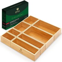 ROYAL CRAFT WOOD 명품 대나무 보관함 빈 세트 주방 욕실 사무용 책상, 8 Boxes