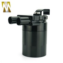 기름통 범용 2L 원형 알루미늄 오일 캐치 캔 탱크 2 포트 저수조 연료 브리더 필터 포함, [02] Black