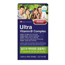 노블 캐나다 비타민B 비타민B군 비타민B컴플렉스 비타민B1 비타민B2 비타민B6 비타민B12 나이아신 판토텐산 비오틴 엽산 에너지비타민 수용성 활력 비타민 직수입 완제품 3개월분, 90정, 108g, 3통