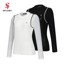 [세바스찬] [골프](국내생산) 23 S/S 여성 하이브리드 라운드 냉감 소매 긴팔 니트, 색상:블랙 / 사이즈:105