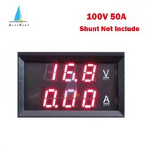 0.56 0-100V 10A 50A 100A LED 디지털 전압계 전류계 자동차 측정기, 레드 레드 50A