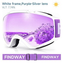 Findway 이중 안개 방지 스키 고글 성인용 UV 보호 안경 스노우 모빌 청 야외 스포츠, 01 Purple