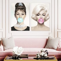오드리햅번 마릴린먼로 인테리어 그림 액자 40호(100x63cm), 2. 마릴린먼로 풍선껌/캔버스액