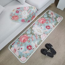 빨아쓰는 규조토 다용도 매트 주방 싱크대 발매트 라지+스몰 세트, 뷰티스카이블루 타원SET