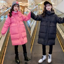 주니어 여아 심플 롱포켓 패딩