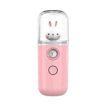 얼굴스팀기 미스트기 홈케어 피부관리기 새로운 usb 미스트 페이셜 스프레이어 가습기 충전식 분무기 페이스 스티머 보습 미용 기기 얼굴 스킨 케어 도구, 토끼 핑크