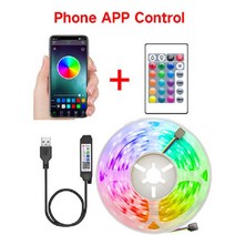 무드등3키로 LED 조명 원격 적외선 제어 스트립 테이프 침실 장식 RGB5050 전화 네온 얼음 빛 Luces, 04 BT 24keys full set_02 2m