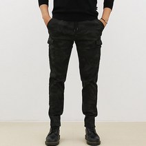 핏콕 남성용 스판 밴드 밀리터리 카모 일자 카고바지