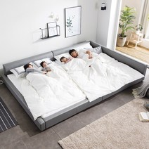 젠티스 스퀘어 모던 저상형 슈퍼싱글 퀸 패밀리 침대프레임 매트리스 세트 (더즐립 Z3), 그레이