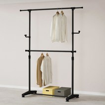 탱크행거 5년AS 탱크뉴고급2단이동식행거(블랙) 행거, 블랙