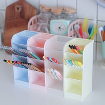 사선연필꽂이 스탠드 펜꽂이, 1개/와이드/옐로우