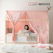 레이디가구 마네 양면 싱글침대 +캐노피 +견면매트, 퓨어화이트