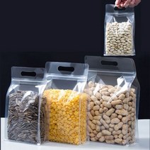 투명 지퍼 잠금 가방 재 밀봉 포장 봉투 견과류 사탕 오트밀 식품 스탠드 업 선물 가방 손잡이 포함 10 개, 30x40cm_10pcs