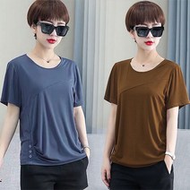 이노뱅크 INO349B 허리셔링 루즈핏 라운드 반팔 티셔츠