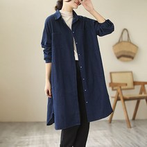 여성용 시크 데님 롱 셔츠 뉴타임즈