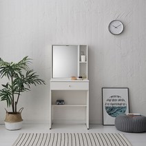 이스타일가구 클라라 600 베이직 수납 화장대 거울, 대리석 화이트