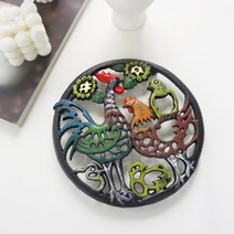 디작소 주방용품 주물 칼라닭 2마리 냄비받침, one color, free