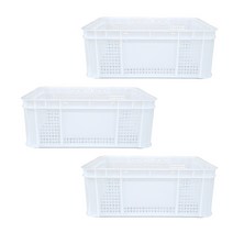 뉴플라스틱 운반상자 6호 운반 수납 플라스틱 바구니 사각 농수산물 3개묶음, 운반6호_화이트(3개묶음)