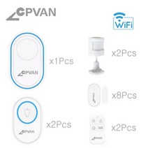 자취 싱글 혼자 감지 센서 경보음 출입문 창문 현관문 방범 CPVAN WIFI 홈 경보 시스템 도어 동작 감지기 포함 Tuya Smart Alexa 및 Google Home For, KIT F_EU 플러그