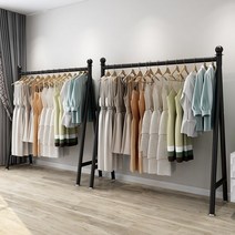 A자형 원피스 행거 셔츠 옷가게 튼튼한 철재 걸이대, 굵은나노블랙길이100높이150-흰색은메모