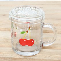 귀여운 프린팅 아기자기 뚜껑 체리 머그컵, 쿠팡꺼 본상품선택