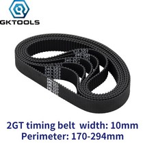 컨베어벨트 gktools c-19 3d 프린터 gt2 너비 10mm 폐쇄 루프 고무 2gt 타이밍 벨트 길이 170 180 200 220 240 250 260 280 294mm, 2gt-280mm, 1개