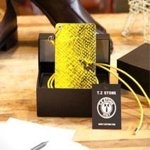 뱀피 옐로우목걸이형 카드지갑 사선형