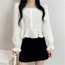 셀러허브 패션 [비위치] 자수 스퀘어넥 프릴 플레어 블라우스