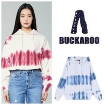 버커루 버커루 봄 가을 여성 루즈핏 2단쭈리 타이다이 후드 티셔츠 B225TS600P