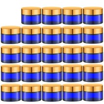 Lil 래이 골드 뚜껑 28.3g1온스 유리 크림 병 빈 투명 용기 로션 용 리필 가능한 화장품 12개, Cobalt Blue/24PCS