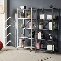 원터치 폴딩 선반 철재 수납장 이동식 5단 접이식 팬트리, 화이트 / 5T160