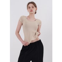 콘치웨어 / 소프트 U넥 세미크롭 티셔츠 (도브베이지)