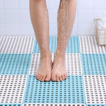 헬로요니 논슬립 욕실 매트 조립 발판 미끄럼방지 화장실 건식 바닥 깔판, 하늘색