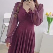 쉬폰 스퀘어넥 셔링 러빙훌 미니원피스 2색