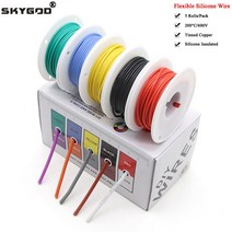 5 색 혼합 키트 내열성 유연한 실리콘 와이어 연선 케이블 전기 주석 도금 구리선, 박스 1, 16awg x4m x5 롤