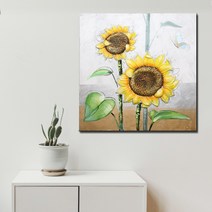 어바웃더홈 해바라기 그림 꽃 액자 인테리어 캔버스 거실 유화, 나비 A